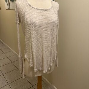 Free People Cream Long Sleeve Top